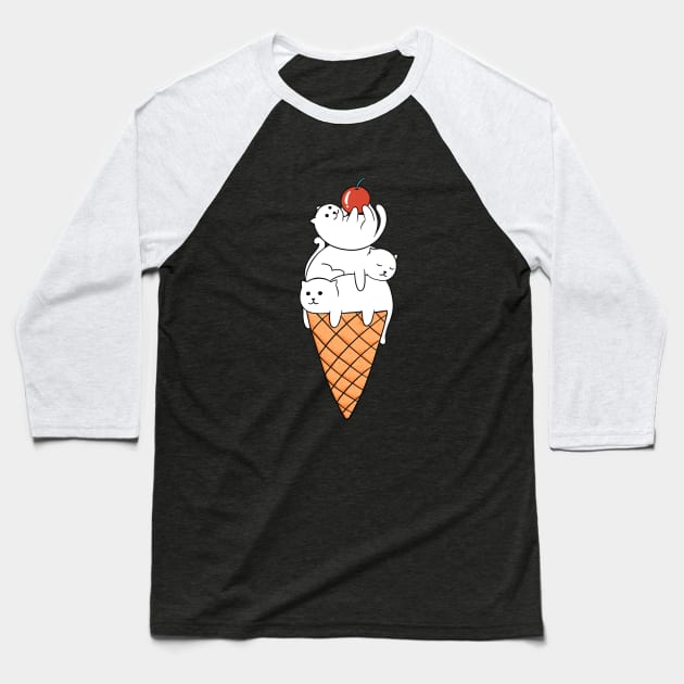 Cats Ice cream Baseball T-Shirt by coffeeman